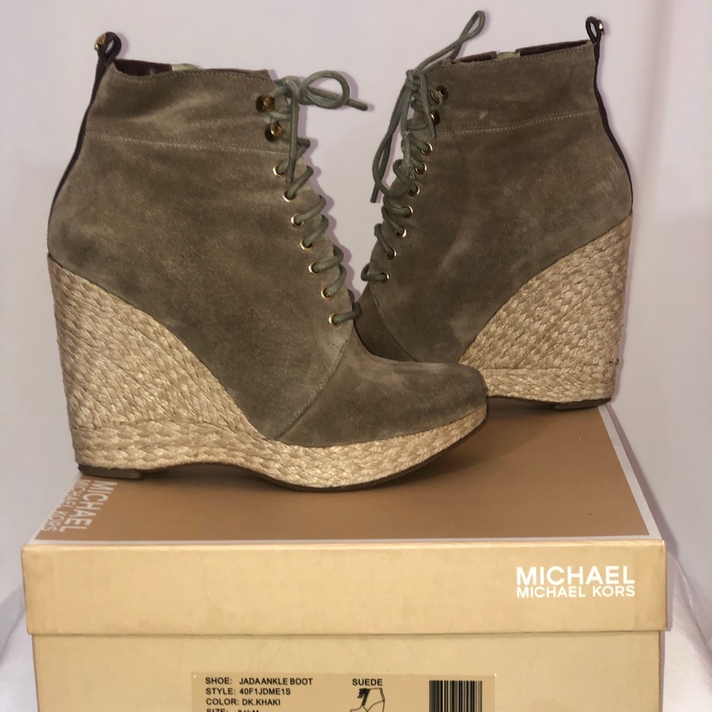 Michael Kors, Jada, Khaki Suede Booties